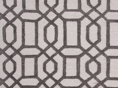 Hand-tufted geometric pattern ivory/grey wool blend area rug, 'Metro Chic' - Hand-Tufted Geometric Pattern Ivory/Grey Wool Blend Area Rug