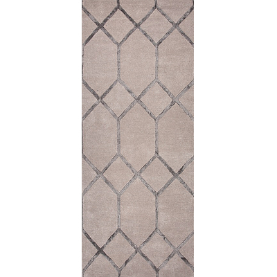 Hand-tufted geometric pattern grey-beige wool blend area rug, 'Intersection' - Hand-Tufted Geometric Pattern Grey-Beige Wool Blend Area Rug