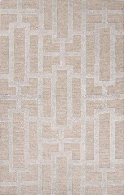 Moderner geometrischer Teppich aus Wolle und Viskose in Taupe/Grau - Moderner geometrischer Teppich aus Wolle und Viskose in Taupe/Grau