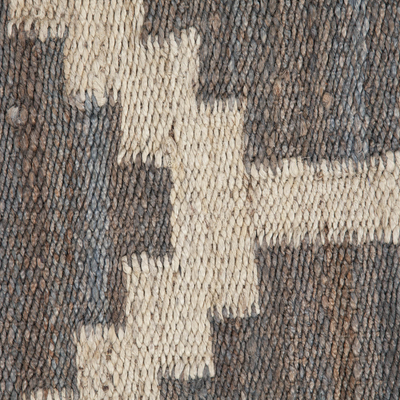 Natürlicher Hanfteppich mit marokkanischem Muster in Grau/Elfenbein - Natürlicher Hanfteppich mit marokkanischem Muster in Grau/Elfenbein