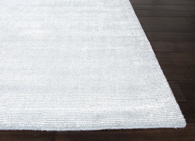 Hand loomed light blue striped wool blend area rug, 'Skylandia' - Hand Loomed Striped Light Blue Wool Blend Area Rug
