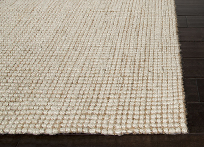 Natürlicher, elfenbeinfarbener/weißer, strukturierter Juteteppich - Naturals strukturierter Jute-Teppich in Elfenbein/Weiß
