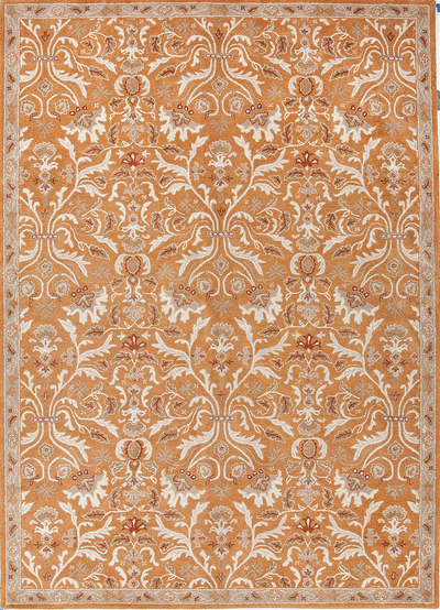 Hand-Tufted Oriental Pattern Wool Orange and Ivory Area Rug - Fireglow ...