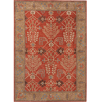 Handgetufteter Teppich aus Wolle, „Crimson Spires“ – Handgetufteter Teppich aus 100 % Wolle in Rottönen