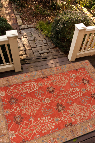 Hand-tufted wool area rug, 'Crimson Spires' - Hand-Tufted 100% Wool Area Rug in Shades of Red