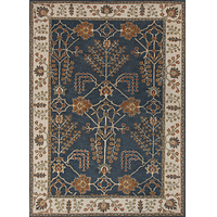 Hand-tufted area rug, 'Bluebell Spires' - Hand-Tufted 100% Wool Area Rug in Blues and Ivory