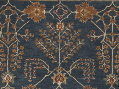 Handgetufteter Teppich - Handgetufteter Teppich aus 100 % Wolle in Blau und Elfenbein