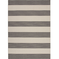 Flat-weave stripe pattern wool area rug, Bold Grey