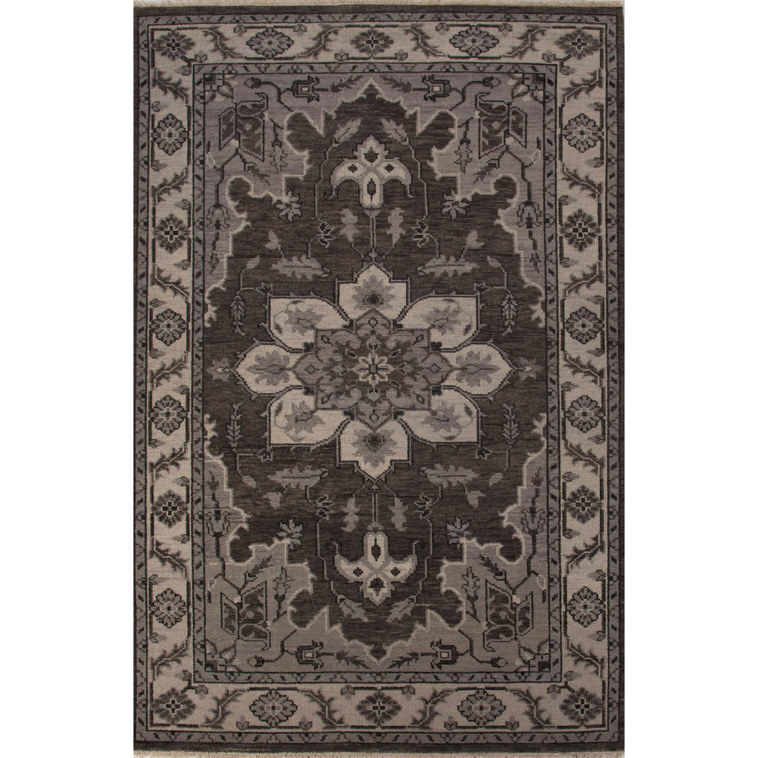 Classic Oriental Dark Grey Wool Area Rug Eastern