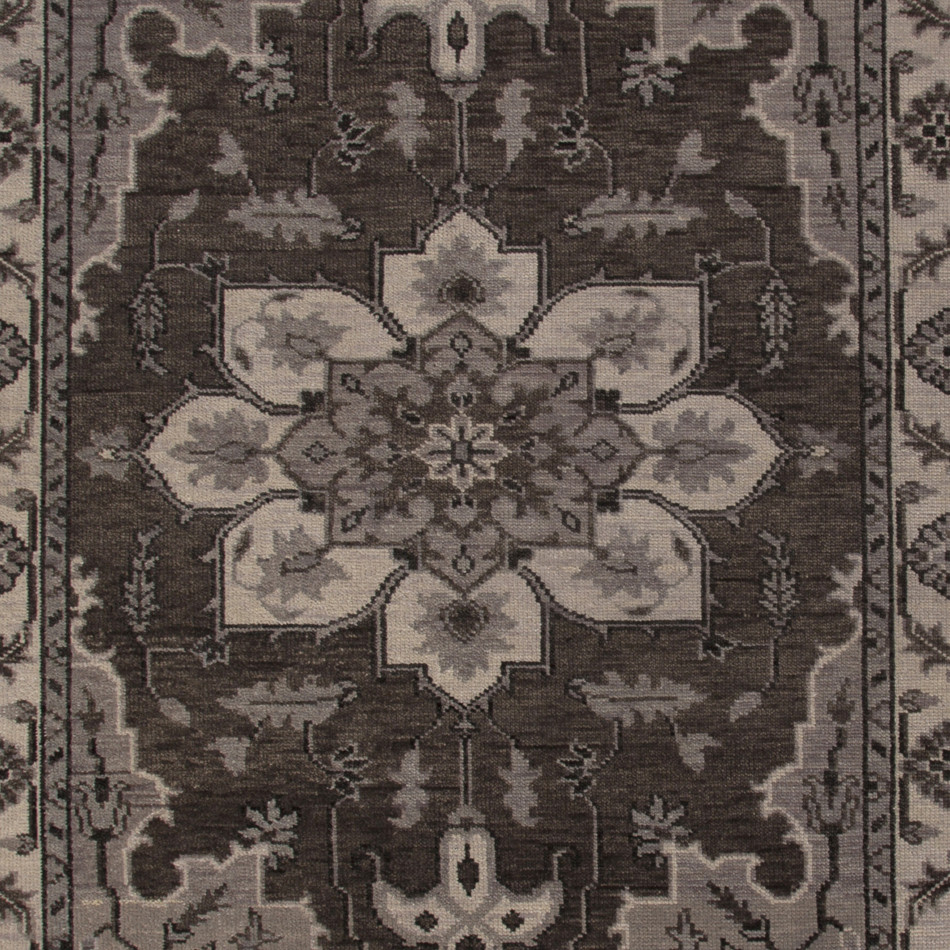 Classic Oriental Dark Grey Wool Area Rug Eastern NOVICA