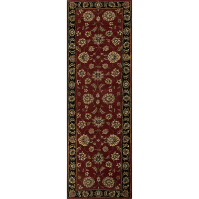 Classic oriental red/black wool area rug, 'Crimson Orient' - Classic Oriental Red/Black Wool Area Rug