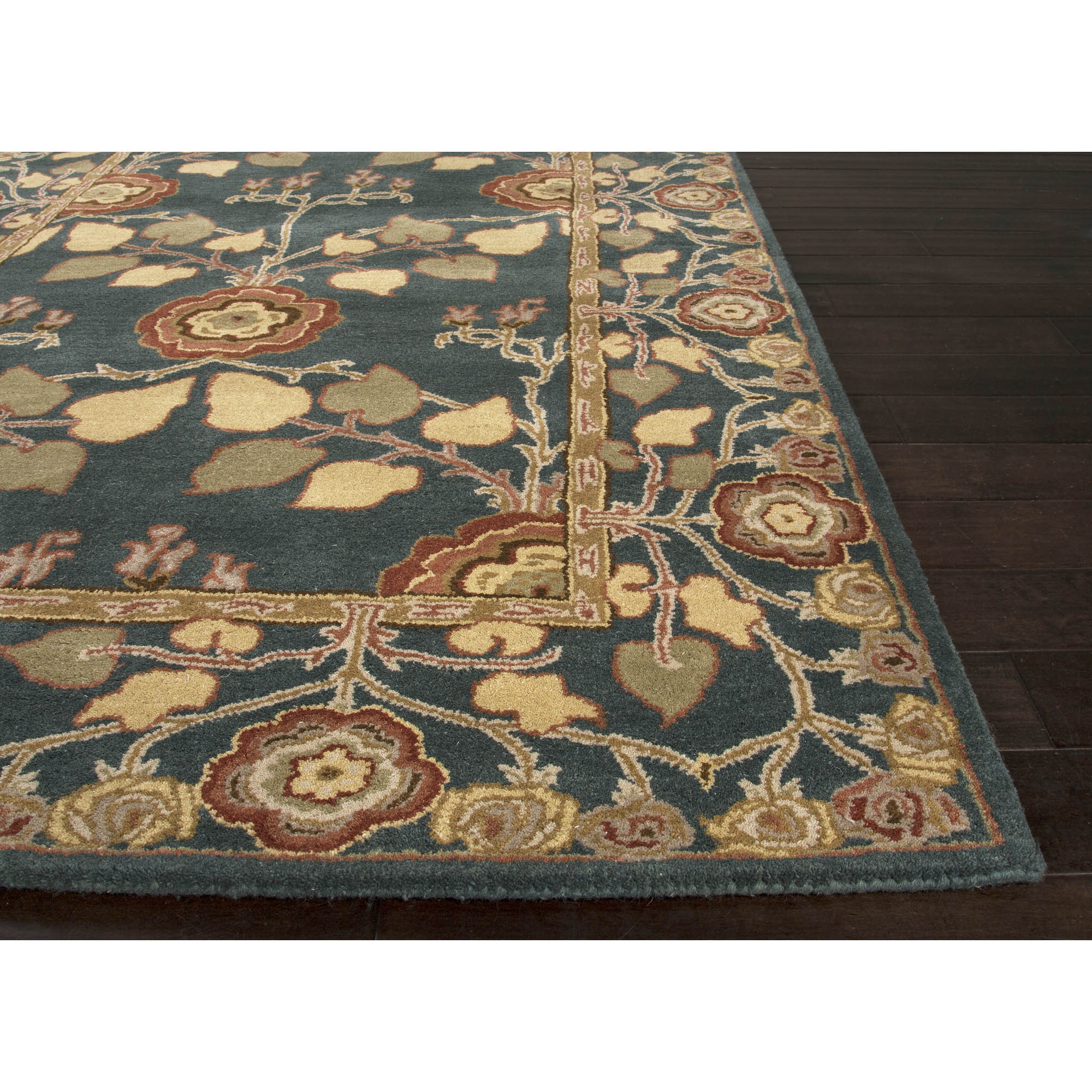 Classic Arts And Crafts Blue Wool Area Rug Royal Madrone NOVICA