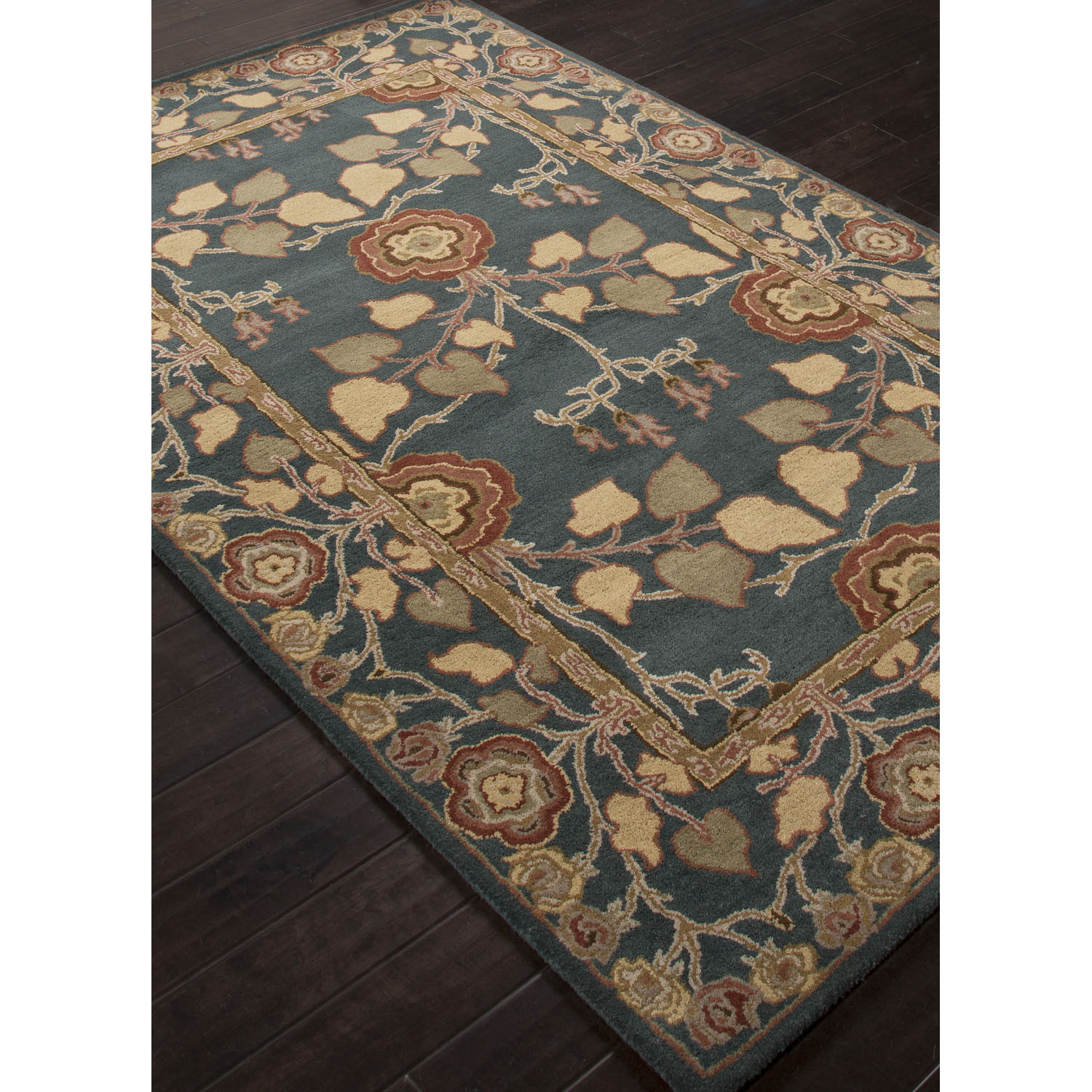 Classic Arts And Crafts Blue Wool Area Rug Royal Madrone NOVICA