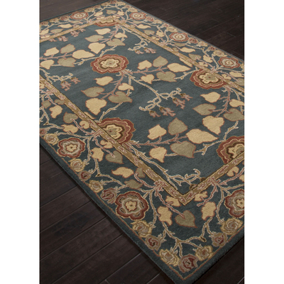 Crafts Blue Wool Area Rug, Arts And Crafts Pattern Area Rugs