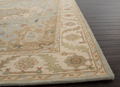 Classic oriental grey/ivory wool area rug, 'Province' - Classic Oriental Grey/Ivory Wool Area Rug