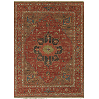 Classic oriental scarlet/blue wool area rug, 'Naomi' - Classic Oriental Scarlet/Blue Wool Area Rug