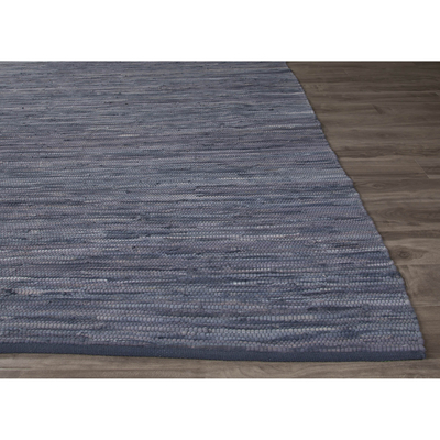 Flat-weave solid blue cotton area rug, 'Persian Heather' - Flat-Weave Solid Blue Cotton Area Rug