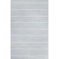 Flat-weave stripe blue/ivory wool area rug, Tersa