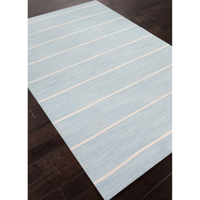 Flachgewebter, gestreifter Teppich aus blauer/elfenbeinfarbener Wolle, „Tersa“ – flachgewebter, gestreifter Teppich aus blauer/elfenbeinfarbener Wolle