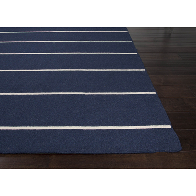 Flat-weave stripe blue/ivory wool area rug, 'Cassia' - Flat-Weave Stripe Blue/Ivory Wool Area Rug