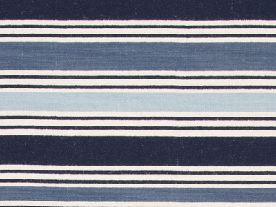 Alfombra de lana azul/marfil con rayas de tejido plano - Alfombra de área de lana azul/marfil con rayas de tejido plano