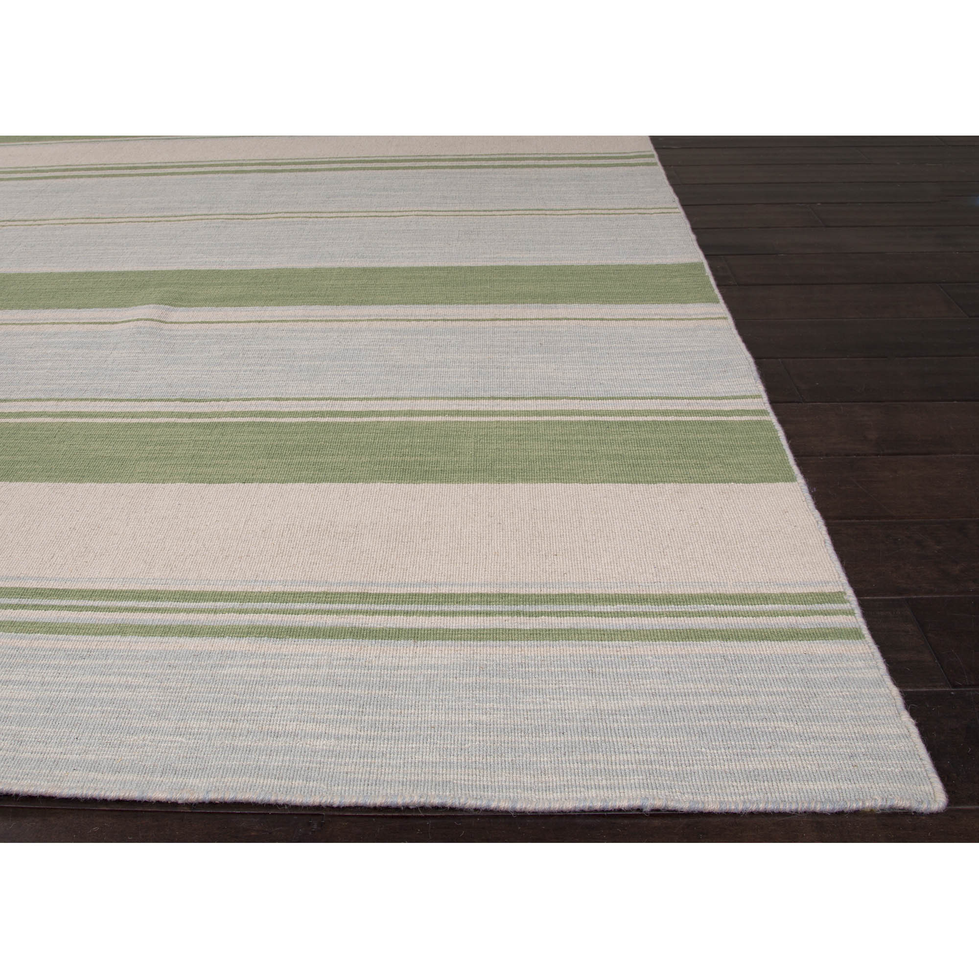 FlatWeave Stripe Blue/Green Wool Area Rug Mossy Oak NOVICA