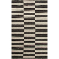 Flat-weave geometric ivory/black wool area rug, 'Barcode' - Flat-Weave Geometric Ivory/Black Wool Area Rug