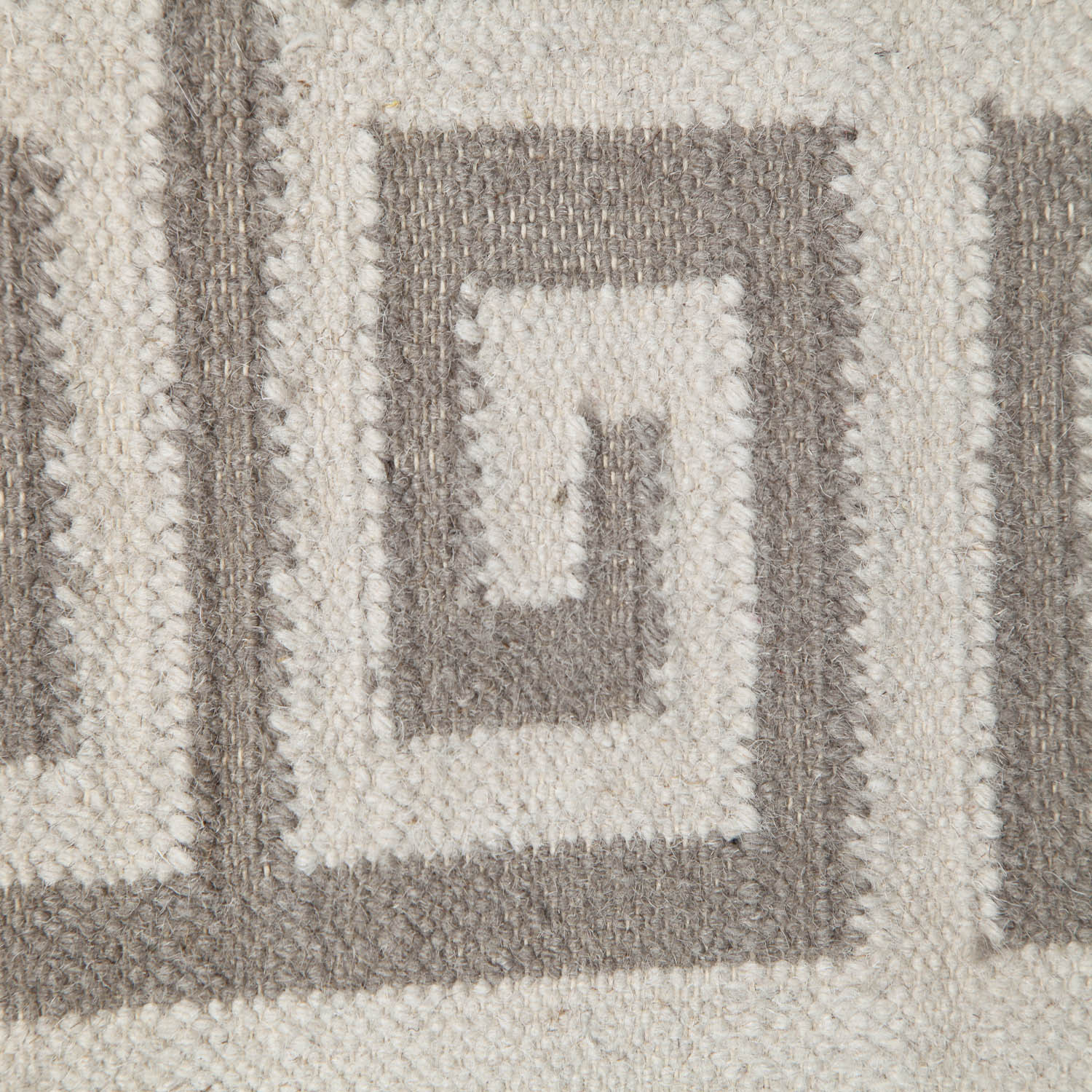 FlatWeave Geometric Ivory/Gray Wool Area Rug Stone Greek Key NOVICA