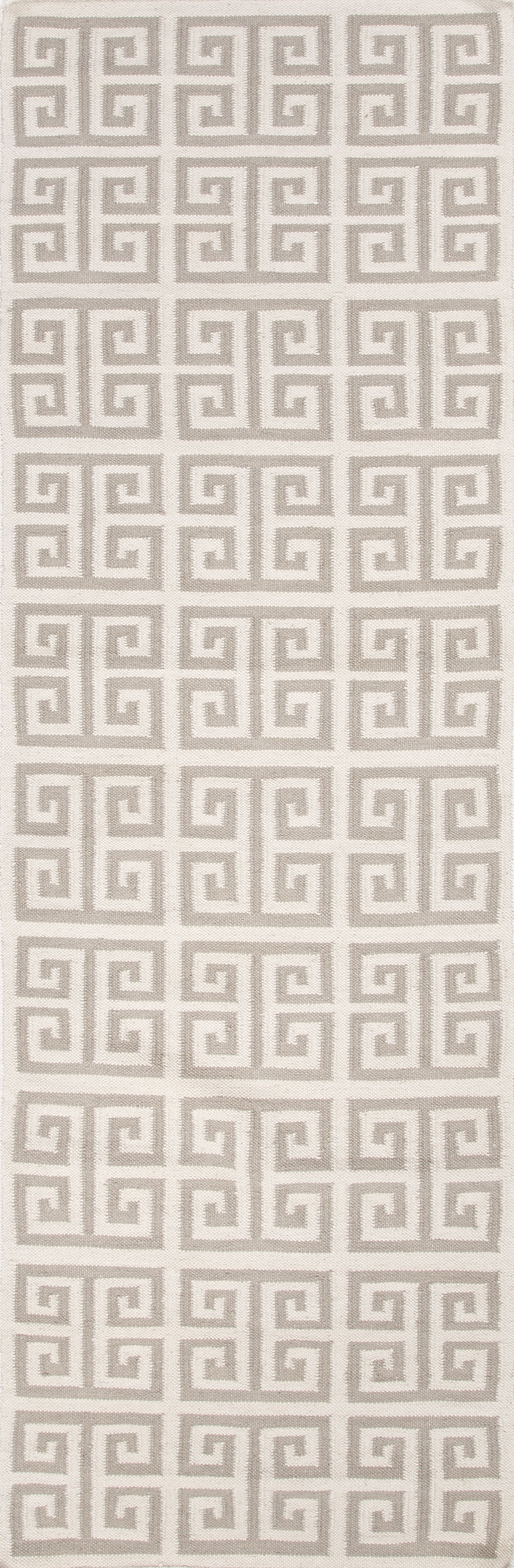FlatWeave Geometric Ivory/Gray Wool Area Rug Stone Greek Key NOVICA