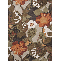 Modern floral brown/orange wool blend area rug, 'Garden in Fall' - Modern Floral Brown/Orange Wool Blend Area Rug