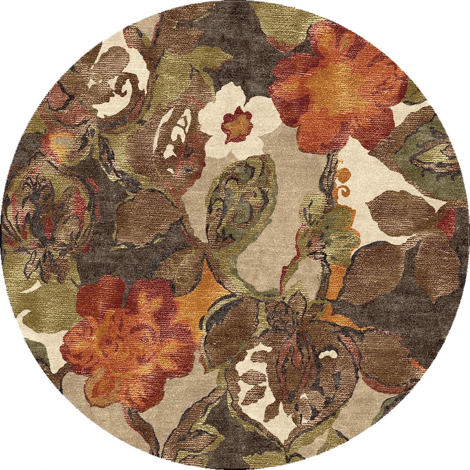 Modern Floral Brown/Orange Wool Blend Area Rug Garden in Fall NOVICA