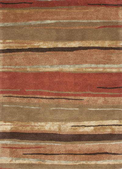 Modern Abstract Orange Brown Wool Blend, Brown Area Rug