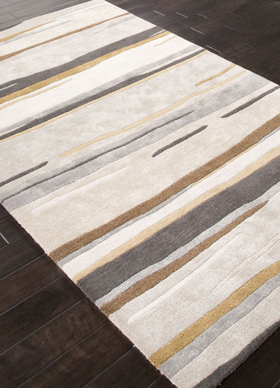 Modern abstract gray/brown wool blend area rug, 'Crème Layers' - Modern Abstract Gray/Brown Wool Blend Area Rug