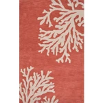 Modern coastal orange/ivory wool area rug, 'Coral Reef' - Modern Coastal Orange/Ivory Wool Area Rug