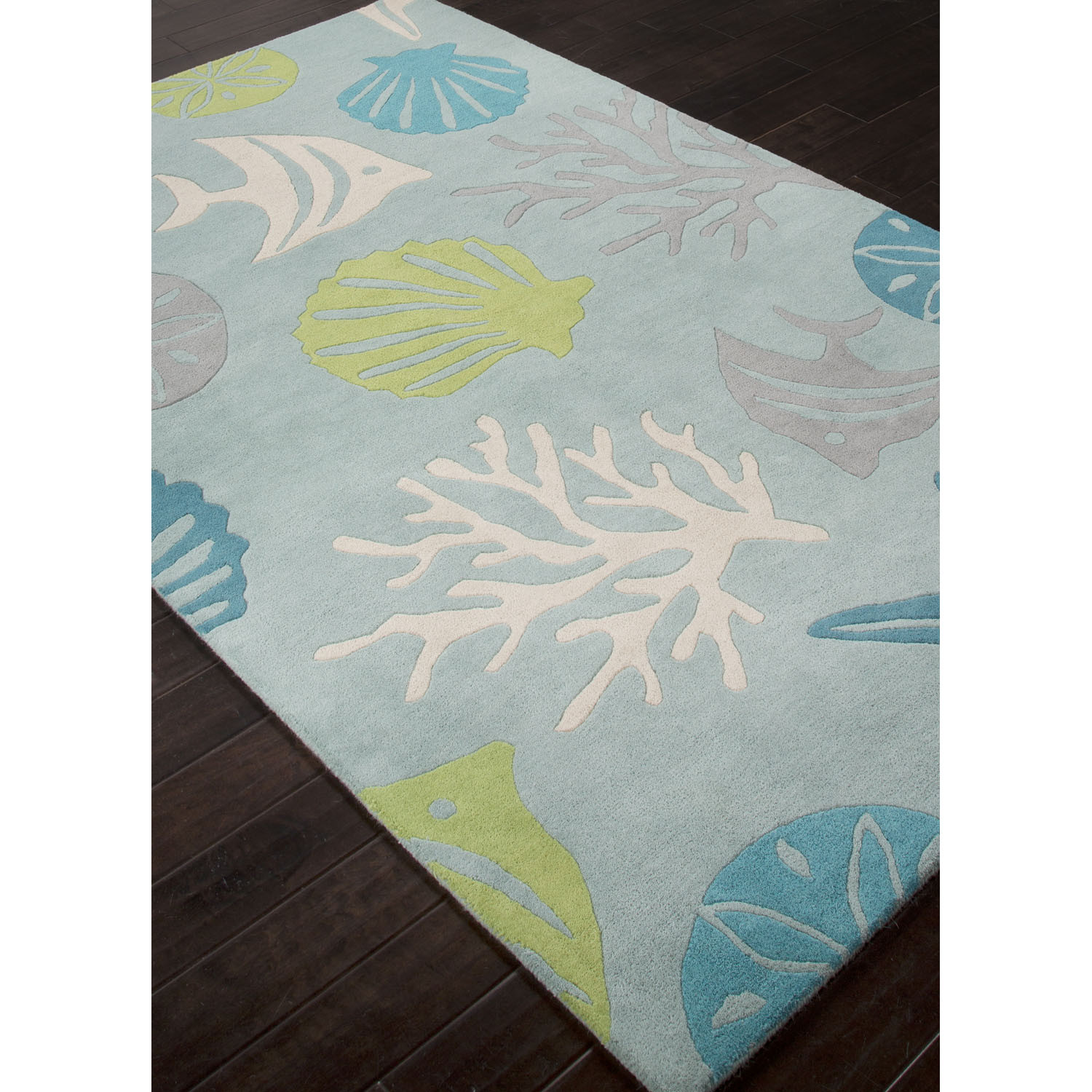 Modern Coastal Blue/Green Wool Area Rug Underwater Light NOVICA