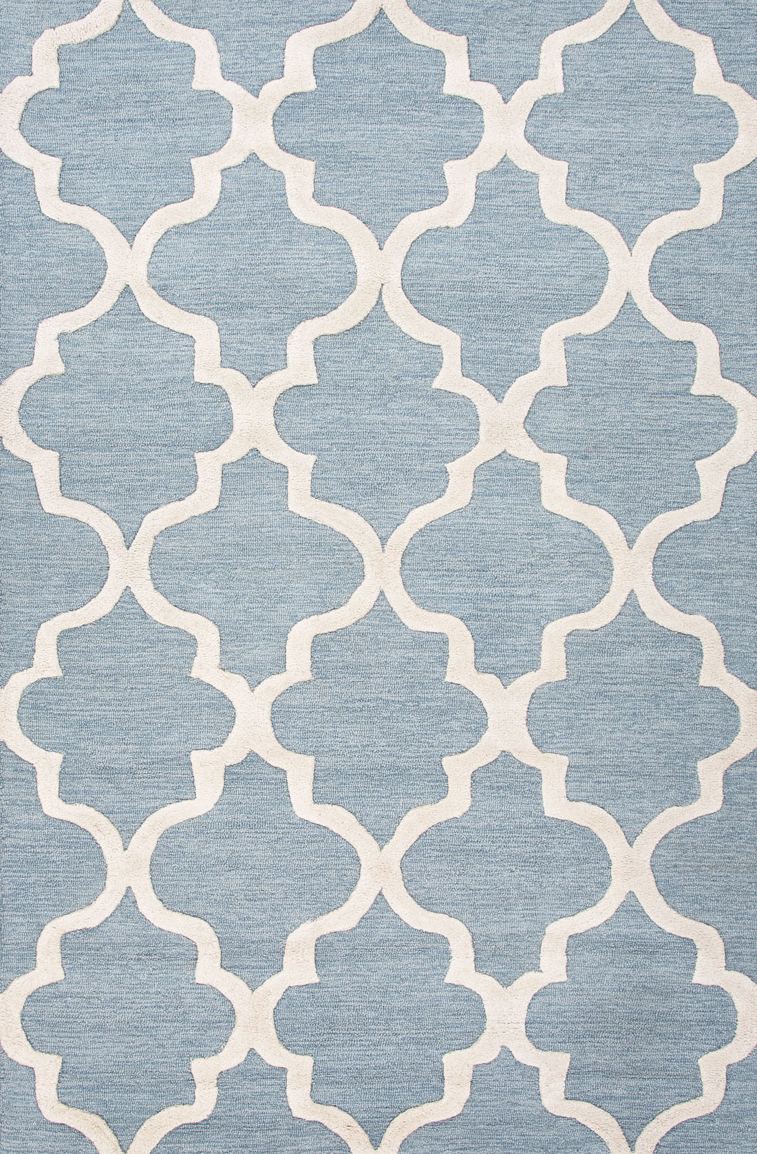 Modern Geometric Blue Ivory Wool Area, Blue And Ivory Rug