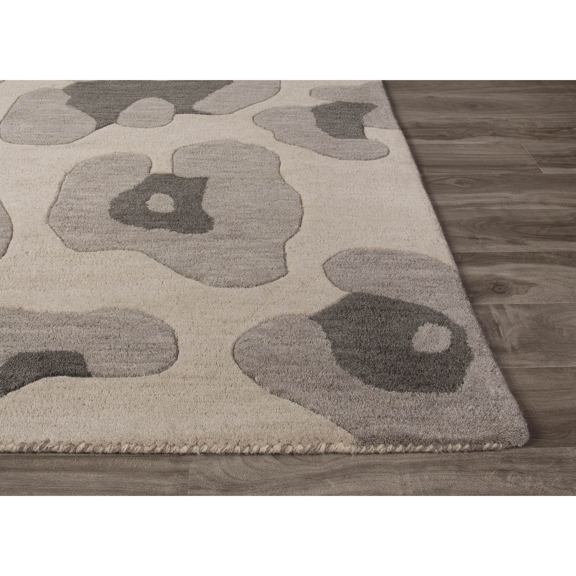 Modern Animal Print Gray Wool Area Rug Gray Leopard NOVICA