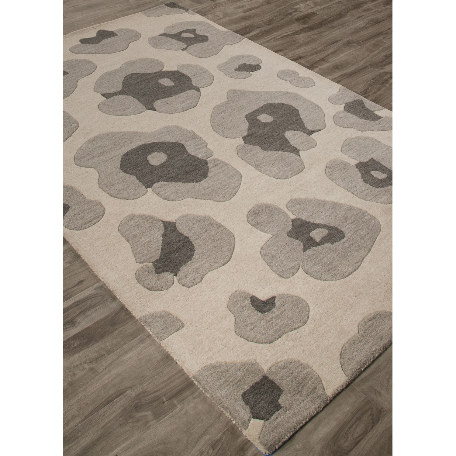 Modern Animal Print Gray Wool Area Rug Gray Leopard NOVICA