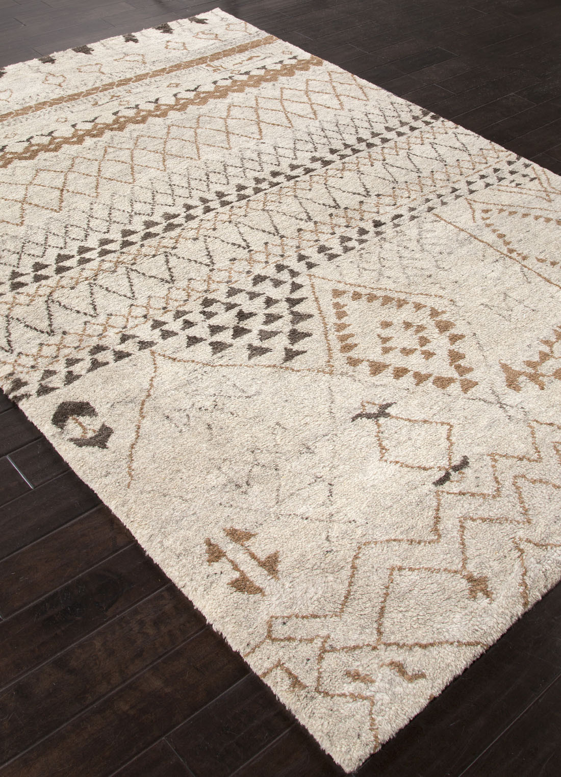 Modern Moroccan Ivory/Taupe Wool Area Rug Elra NOVICA