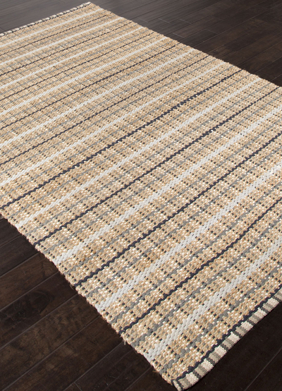 Jute and cotton area rug, 'Gale' - Hand Woven Jute and Recycled Cotton Taupe Grey Area Rug