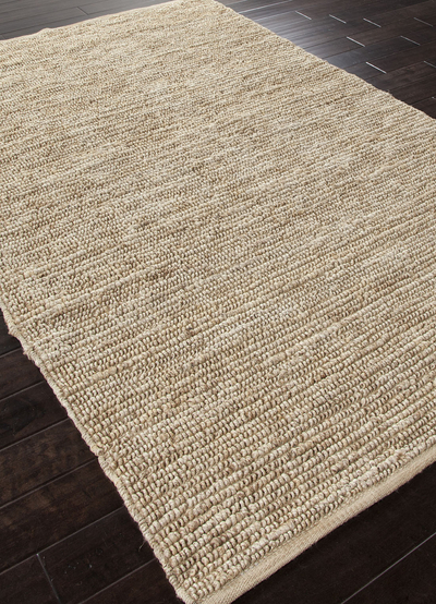 Natural colored solid ivory/white jute area rug, 'Brie' - Natural Colored Solid Ivory/White Jute Area Rug from India