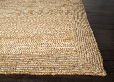 Jute-Teppich - handgewebter Teppich aus 100 % Jute, rechteckig mit Bordüre