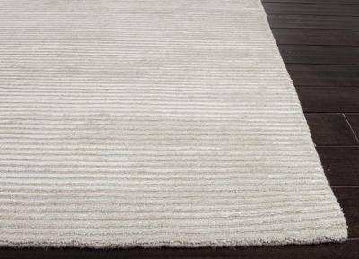 Wool and rayon chenille blend area rug, 'Ribbed Truffle' - Handloomed Solid Beige Ribbed Wool Rayon Chenille Area Rug