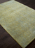 Teppich aus Woll- und Viskose-Chenille-Mischung, „Oan“ – handgewebter Woll-Rayon-Chenille-Teppich in einfarbigem Blau/Grün