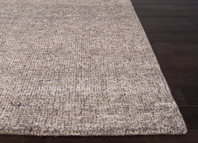 Teppich aus Woll- und Viskose-Chenille-Mischung - Handgewebter Teppich aus Wolle und Rayon in einfarbigem Taupe/Elfenbein