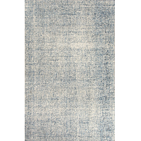 Solid ivory/blue wool area rug, 'Denim' - Solid Ivory/Blue Wool Area Rug