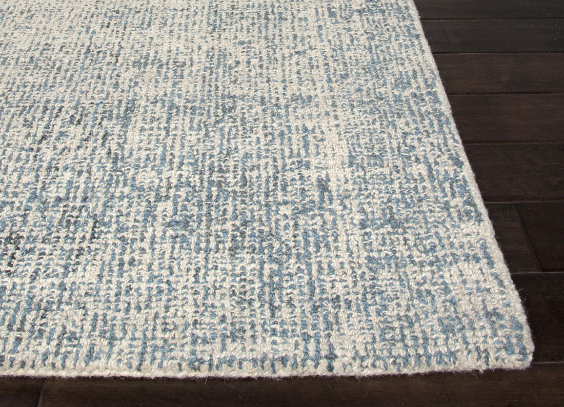 Solid Ivory/Blue Wool Area Rug Denim NOVICA