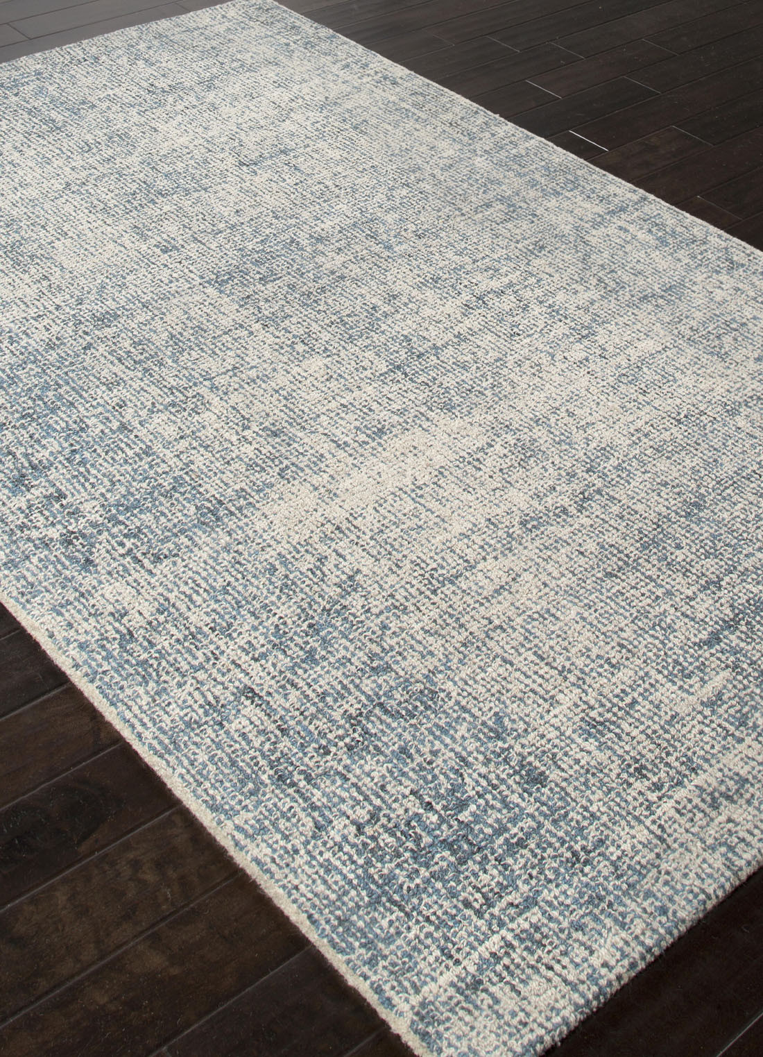 Solid Ivory/Blue Wool Area Rug Denim NOVICA
