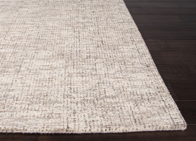 Solid ivory/gray wool area rug, 'Miste' - Solid Ivory/Gray Wool Area Rug