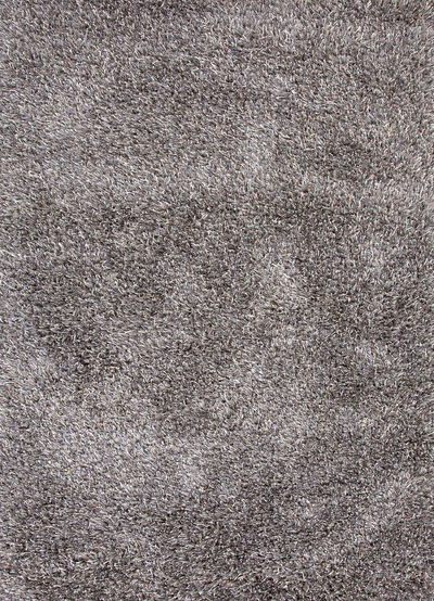 Shag solid gray/ivory wool and polyester area rug, Ama
